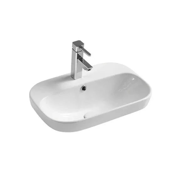 Echo Rectangular Semi Inset Basin 515x370mm - Gloss White