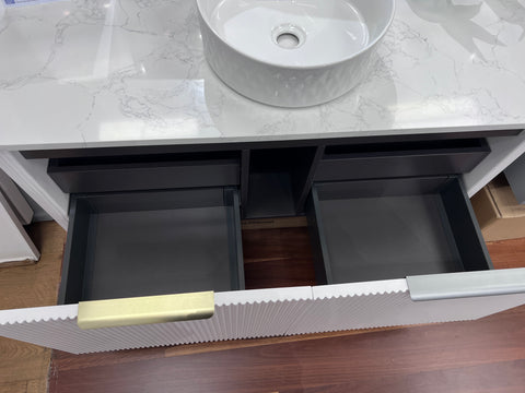 ET Curve Fluted Wall Hung Vanity with Stone Top - 1200x510mm (Display Clearance)