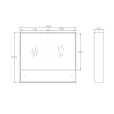 Mirror Cabinet with Open Shelf Pencil Edge - 600/750/900/1200x800mm - Various Colours