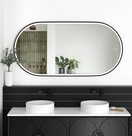 Oval LED Mirror Backlit 1200/1500/1800x750mm - Various Colors Frame