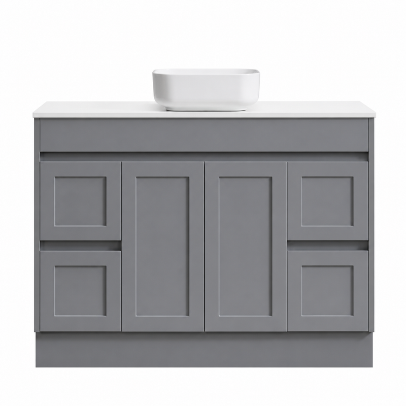 BV52 (460mm Depth) Matt Grey Shaker Freestanding Vanity - 600 / 750 / 900 / 1200 / 1500 / 1800mm