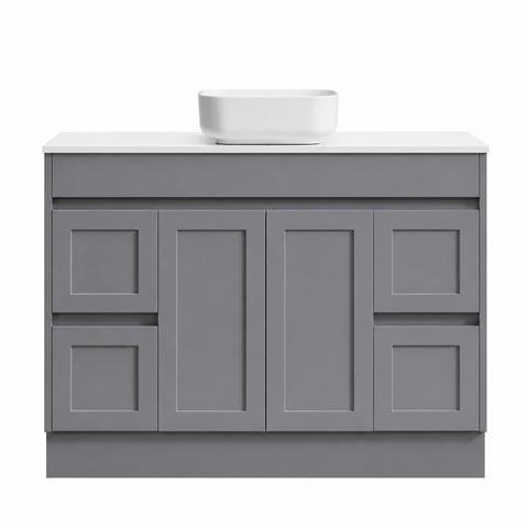 BV52 (460mm Depth) Matt Grey Shaker Freestanding Vanity - 600 / 750 / 900 / 1200 / 1500 / 1800mm