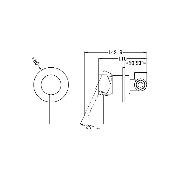 SM01 Nero Round Shower / Bath Wall Mixer - Various Colours