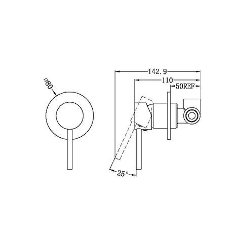 SM01 Nero Round Shower / Bath Wall Mixer - Various Colours