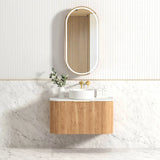 BV12WH Curved Flute Natural Oak Wall Hung Vanity - 600 / 750 / 900 / 1200 / 1500 / 1800mm