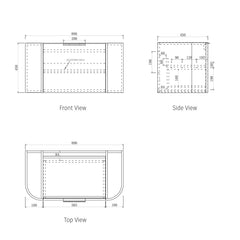 BV63WH Curved Fluted Matte White Wall Hung Vanity - 600 / 750 / 900 / 1200 / 1500 / 1800mm