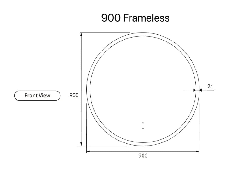 Round LED Mirror Touchless Switch with Demister 700mm / 900mm - Frameless / With Frame