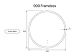 Round LED Mirror Touchless Switch with Demister 700mm / 900mm - Frameless / With Frame