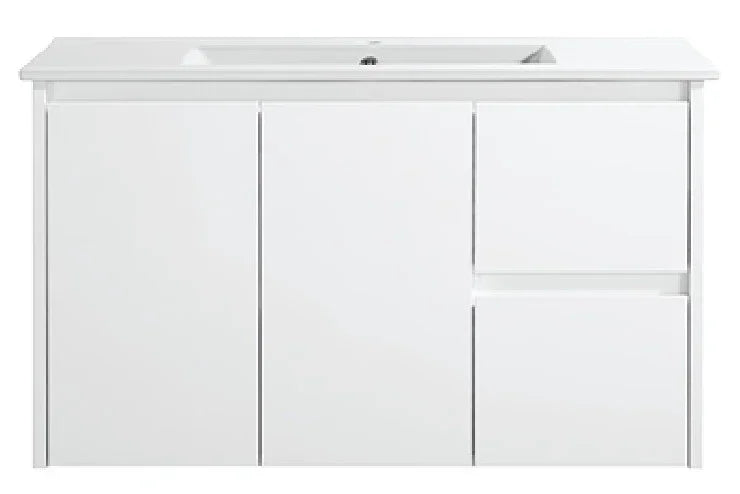 BV32WH Slimline (360mm depth) Gloss White Wall Hung Vanity - 600 / 750 / 900 / 1200mm