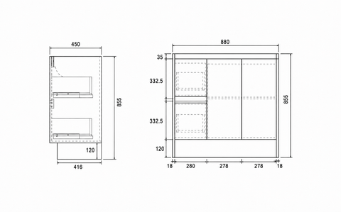 BV03 Gloss White Fingerpull Freestanding Vanity - 600 / 750 / 800 / 900 / 1000 / 1200 / 1500 / 1800mm