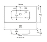 Matte White Soft Curve Bowl 465mm Depth Vanity Top - Various Sizes