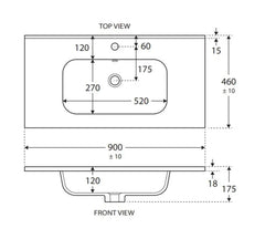 Premium - Matte White Soft Curve Bowl 465mm Depth Vanity Top - Various Sizes