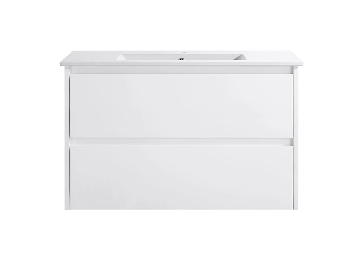 BV15WH Gloss White Fingerpull Wall Hung Vanity - 600 / 750 / 900 / 1200 / 1500S / 1500D / 1800mm
