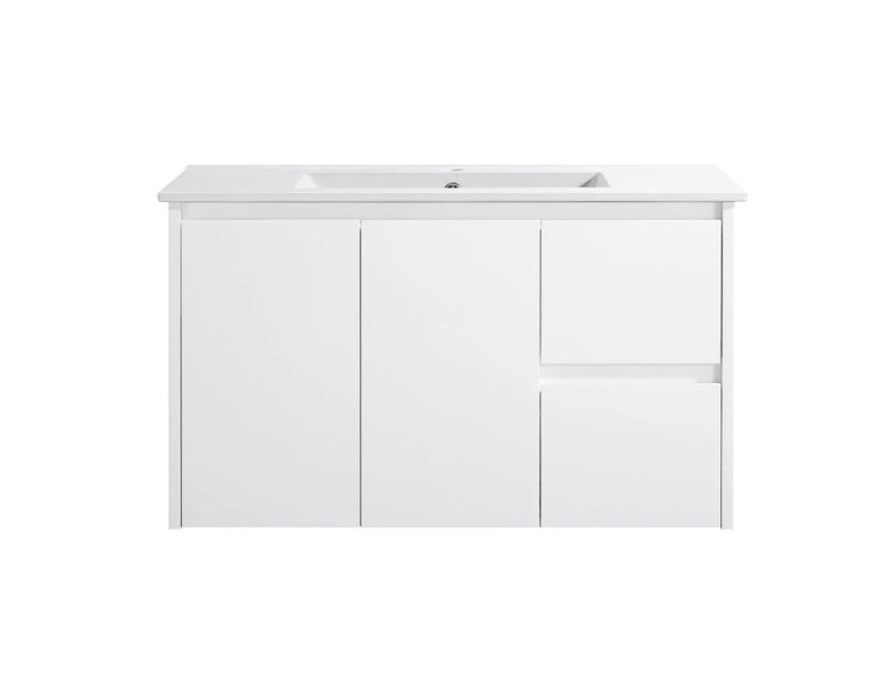 BV03WH Gloss White Fingerpull Wall Hung Vanity - 600 / 750 / 900 / 1200 / 1500 / 1800mm