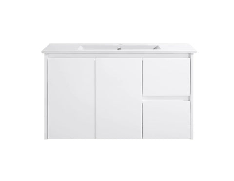 BV03WH Gloss White Fingerpull Wall Hung Vanity - 600 / 750 / 900 / 1200 / 1500 / 1800mm