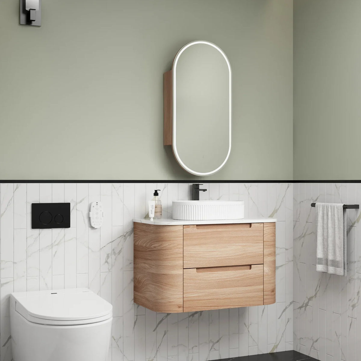 BV58WH Timber Curved Wall Hung Vanity