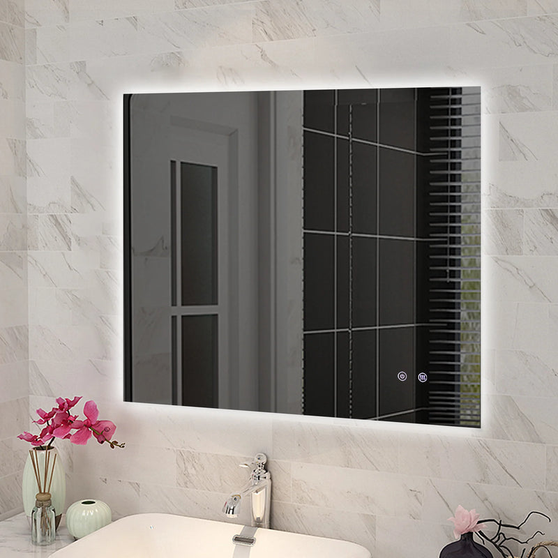 Rectangle Frameless Back Lit LED Bathroom Mirror Touch-on Switch - Various Sizes