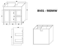 BV01 (500mm Depth) Matte White Shaker Freestanding Vanity - 900 / 1200 / 1500 mm