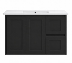 BV39WH Matte Black Shaker Wall Hung Vanity - 600 / 750 / 900 / 1200 / 1500 / 1800mm