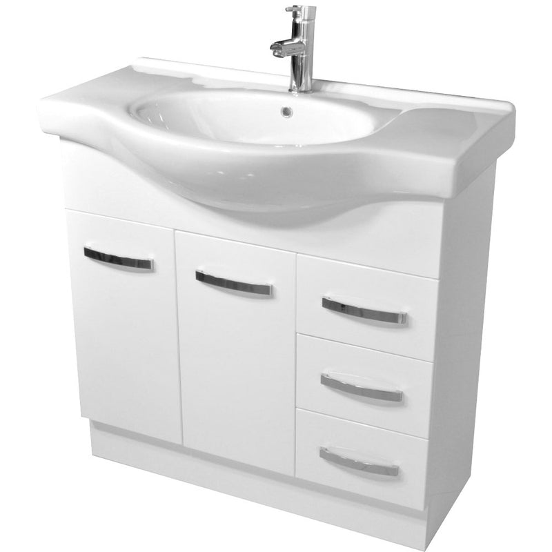 BV100 Gloss White Semi-Recessed Freestanding Vanity - 600 / 750 / 900 / 1200mm