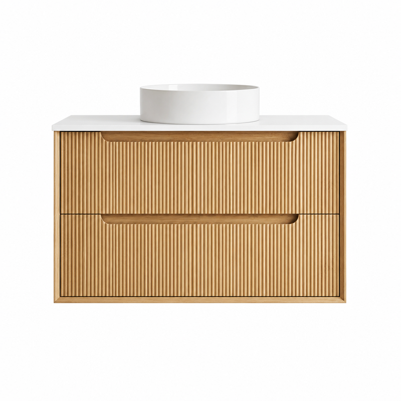 BV81WH Elwood Natural Oak Fluted Wall Hung Vanity - 900 / 1200 / 1500mm