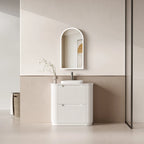 BV46 Fluted Matte White Curve Freestanding Vanity