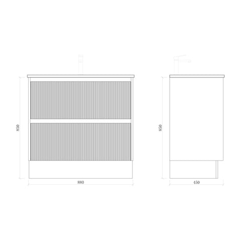 BV20 Timber Fluted Freestanding Vanity - 900mm