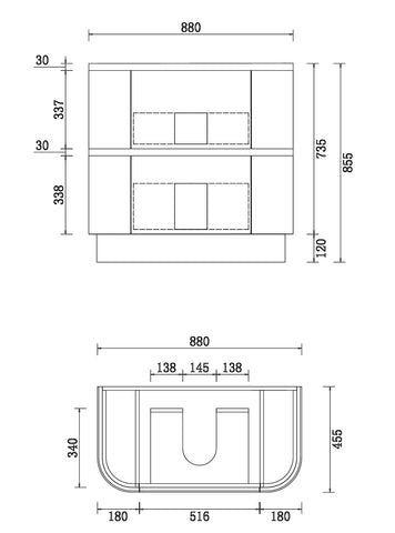 BV85 Matt White Freestanding Fluted Plywood Vanity - 900/1200/1500mm