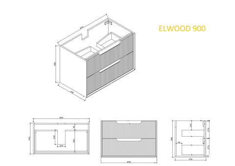 BV81WH Elwood Natural Oak Fluted Wall Hung Vanity - 900 / 1200 / 1500mm