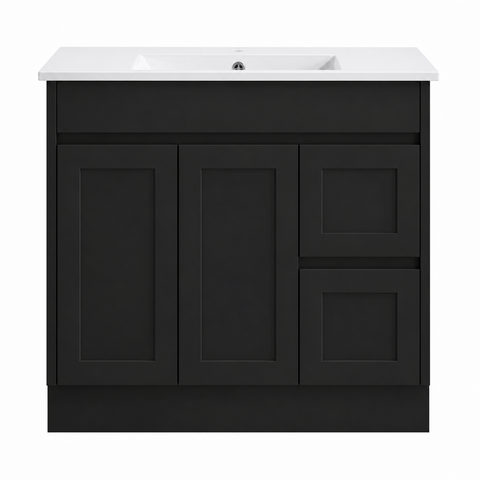 BV53 (460mm Depth) Matt Black Fingerpull Freestanding Vanity - 600 / 750 / 900 / 1200 / 1500 / 1800mm