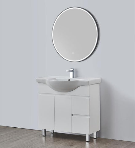 BV96 Gloss White Semi-Recessed Freestanding Vanity - 600 / 750 / 900mm