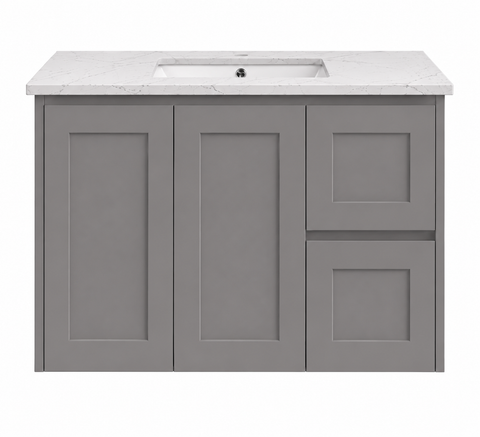 BV56WH (460mm Depth) Matte Grey Shaker Wall Hung Vanity - 600 / 750 / 900 / 1200 / 1500 / 1800mm