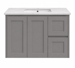 BV56WH (460mm Depth) Matte Grey Shaker Wall Hung Vanity - 600 / 750 / 900 / 1200 / 1500 / 1800mm