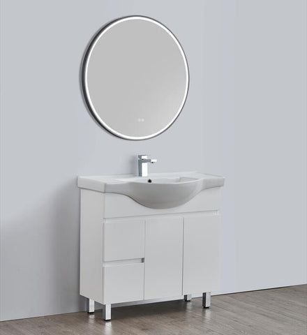 BV96 Gloss White Semi-Recessed Freestanding Vanity - 600 / 750 / 900mm