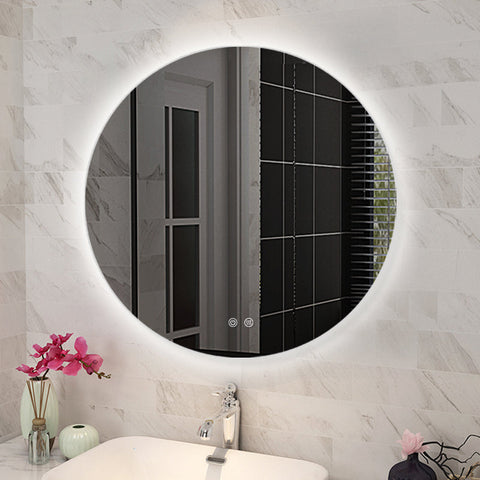 Round Frameless LED Mirror (Back Lit) with Demister 600mm / 750mm / 900mm