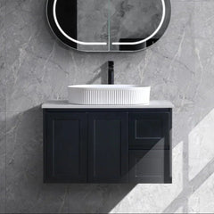 BV39WH Matte Black Shaker Wall Hung Vanity - 600 / 750 / 900 / 1200 / 1500 / 1800mm