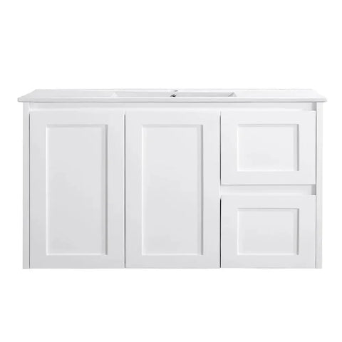 BV55WH (460mm Depth) Matte White Shaker Wall Hung Vanity - 600 / 750 / 900 / 1200 / 1500 / 1800mm