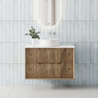 BV45WH Natural Oak Fluted Wall Hung Vanity