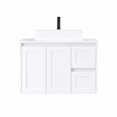 BV01WH (520mm Depth) Matt White Shaker Fingerpull Wall Hung Vanity - 900mm