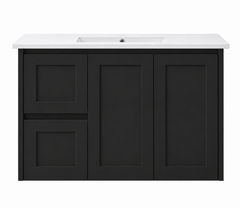BV39WH Matte Black Shaker Wall Hung Vanity - 600 / 750 / 900 / 1200 / 1500 / 1800mm