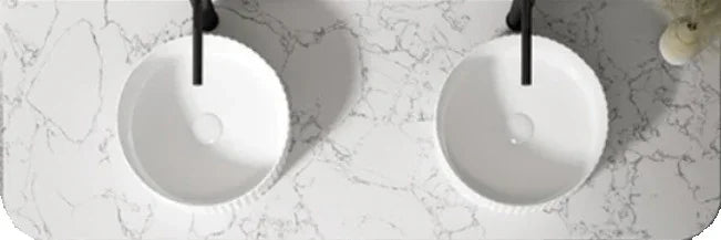 ET Carrara (510mm Depth) Curved Silica Free Stone Flat Vanity Top - Various Sizes