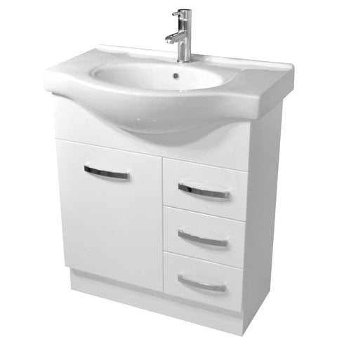 BV100 Gloss White Semi-Recessed Freestanding Vanity - 600 / 750 / 900 / 1200mm