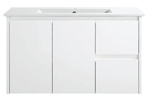 BV32WH Slimline (360mm depth) Gloss White Wall Hung Vanity - 600 / 750 / 900 / 1200mm