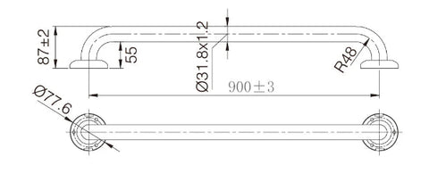 CARE Grab Rail Straight 300 / 450 / 600 / 900mm - Various Colours