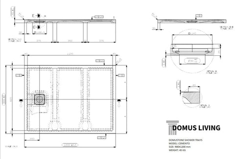 Cemento Concrete Texture Shower Floor (European Made) - Various Colours & Sizes
