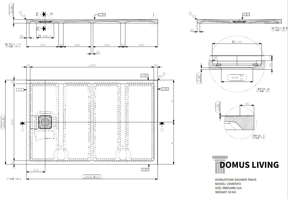Cemento Concrete Texture Shower Floor (European Made) - Various Colours & Sizes