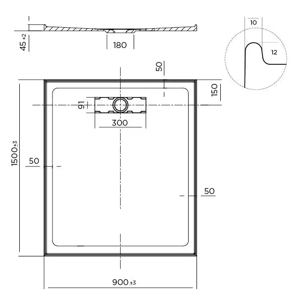 Elite Low Profile Polymarble Shower Base - Various Sizes