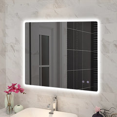 Rectangle Frameless Front Lit LED Bathroom Mirror Touch-on Switch - Various Sizes