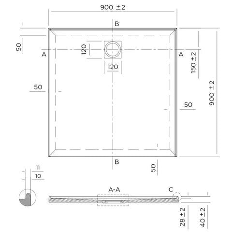 Profile Low Profile Polymarble Shower Base - Various Sizes