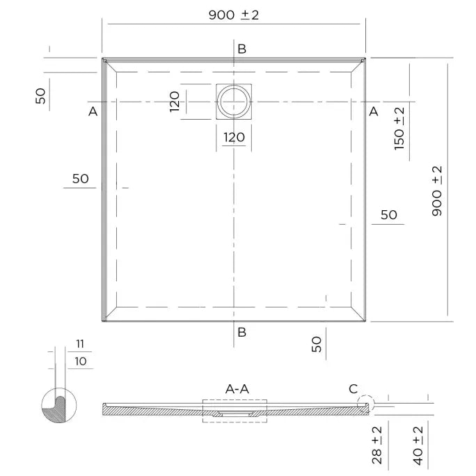 Profile Low Profile Polymarble Shower Base - Various Sizes